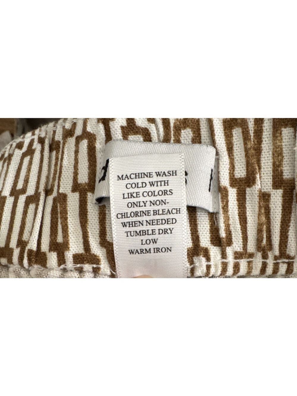 Dash Womens XL Linen Blend Pants Wide Leg Pants Casual Brown White Geometric - Picture 7 of 7